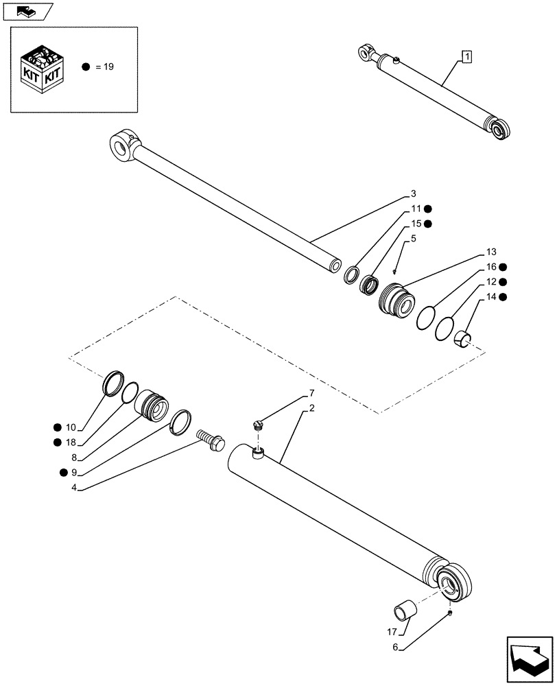 Схема запчастей Case 580SN - (35.701.0301) - FRONT LOADER HYDRAULIC SYSTEM - LIFT CYLINDER (35) - HYDRAULIC SYSTEMS