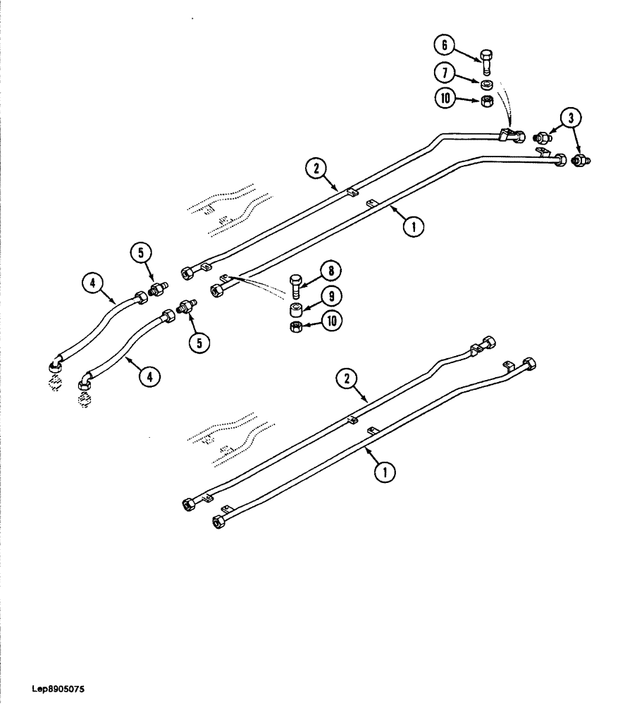 Схема запчастей Case 688 - (8-142) - HYDRAULIC CIRCUIT FOR OPTIONS - 2.10 M AND 2.65 M ARMS TUBES AT ARM FOR WRIST-O-TWIST/ROTATOR (08) - HYDRAULICS