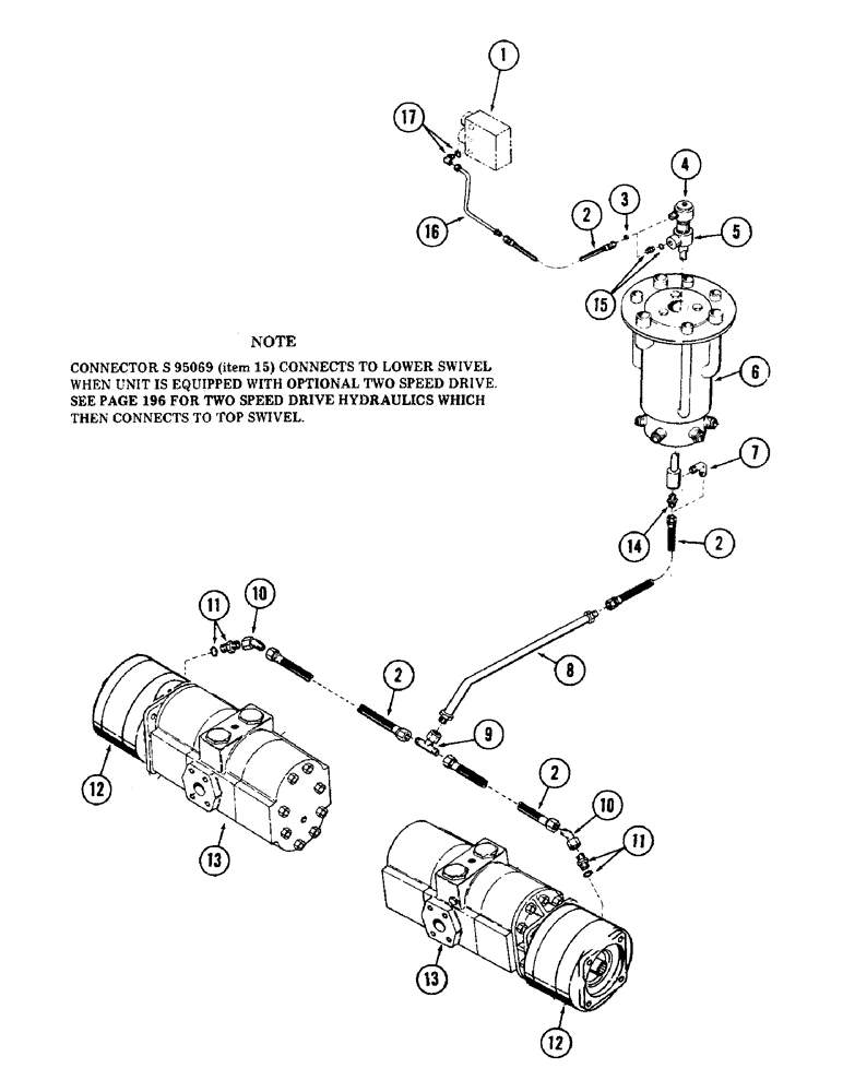 Схема запчастей Case 40 - (198) - DRIVE BRAKE TUBING (35) - HYDRAULIC SYSTEMS