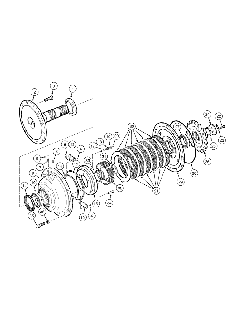 Схема запчастей Case 885 - (06-68[01]) - REAR AXLE GRAZIANO - BRAKE ASSEMBLY (06) - POWER TRAIN