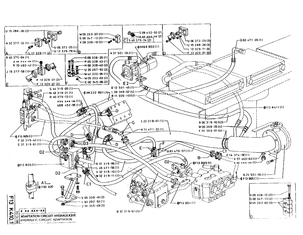 Схема запчастей Case 220B - (F13 K410.1) - HYDRAULIC CIRCUIT ADAPTATION (07) - HYDRAULIC SYSTEM