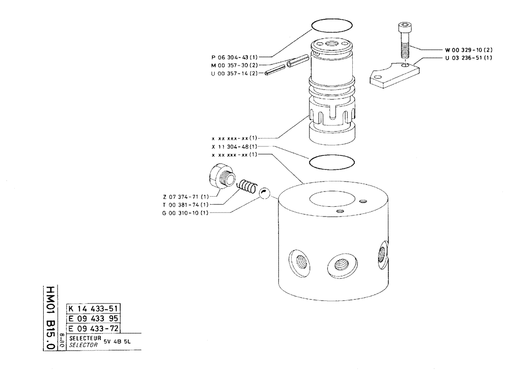 Схема запчастей Case 75C - (HM01 B15.0) - SELECTOR - 5V 4B 5L (07) - HYDRAULIC SYSTEM