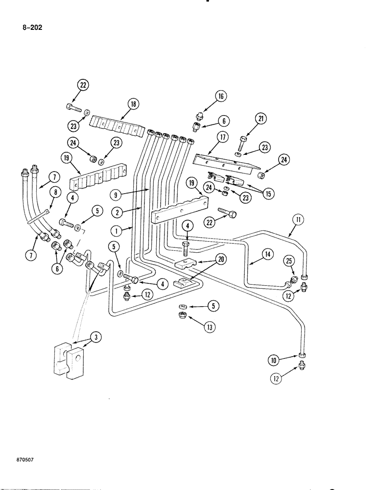 Схема запчастей Case 888 - (8-202) - LUBRICATION LINES (08) - HYDRAULICS