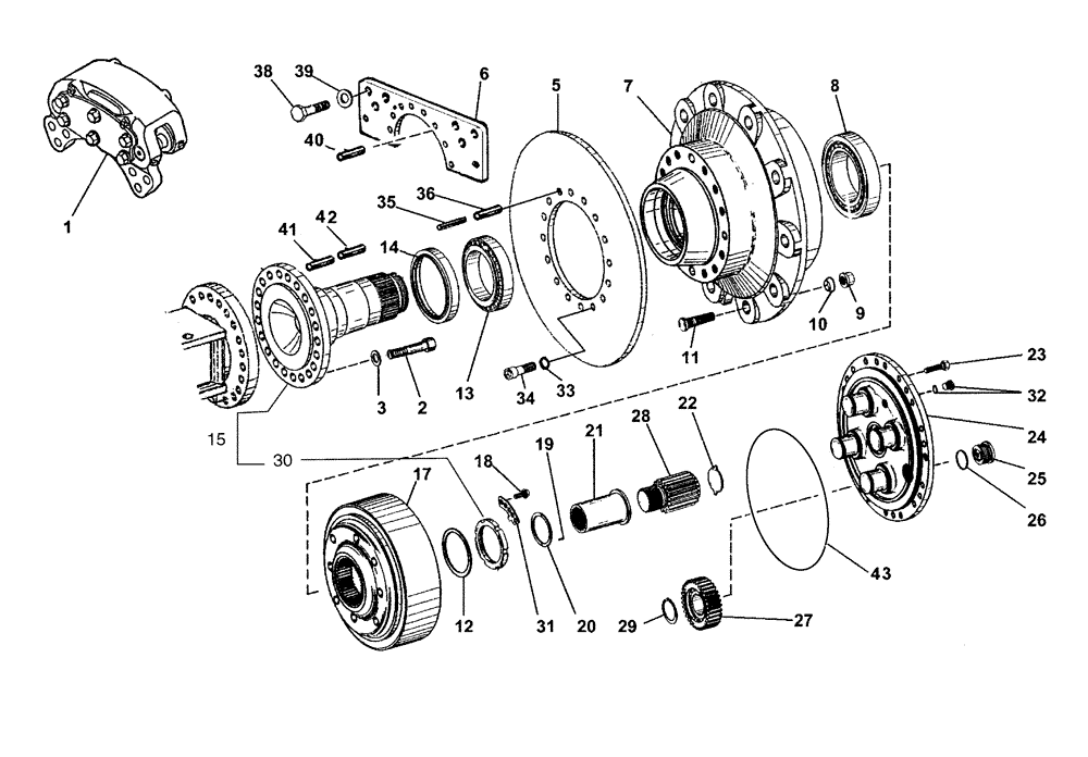 Схема запчастей Case 325 - (2.366A[04]) - FRONT WHEEL HUB - WHEEL REDUCTION GEAR (87442776) (11) - AXLES/WHEELS