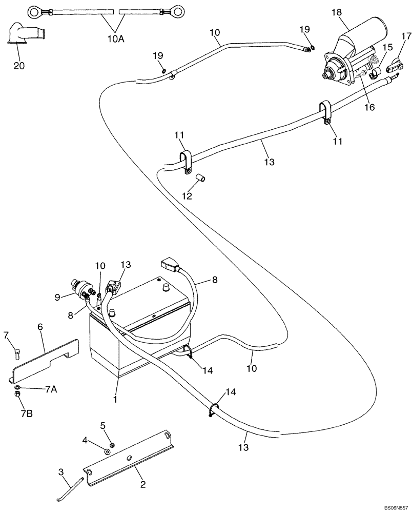 Схема запчастей Case 650K - (04-05) - BATTERY, SINGLE - CABLES (04) - ELECTRICAL SYSTEMS