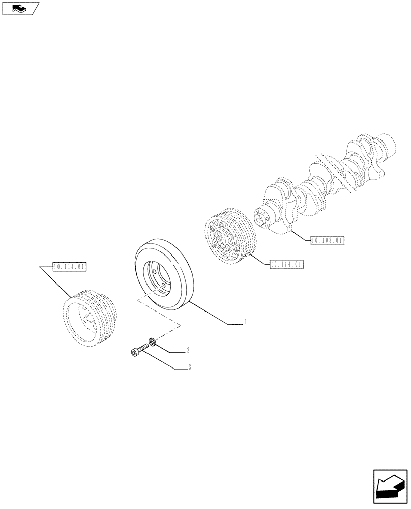 Схема запчастей Case F2CE9684P E024 - (10.110.01) - PULLEY - CRANKSHAFT (504045090) (10) - ENGINE