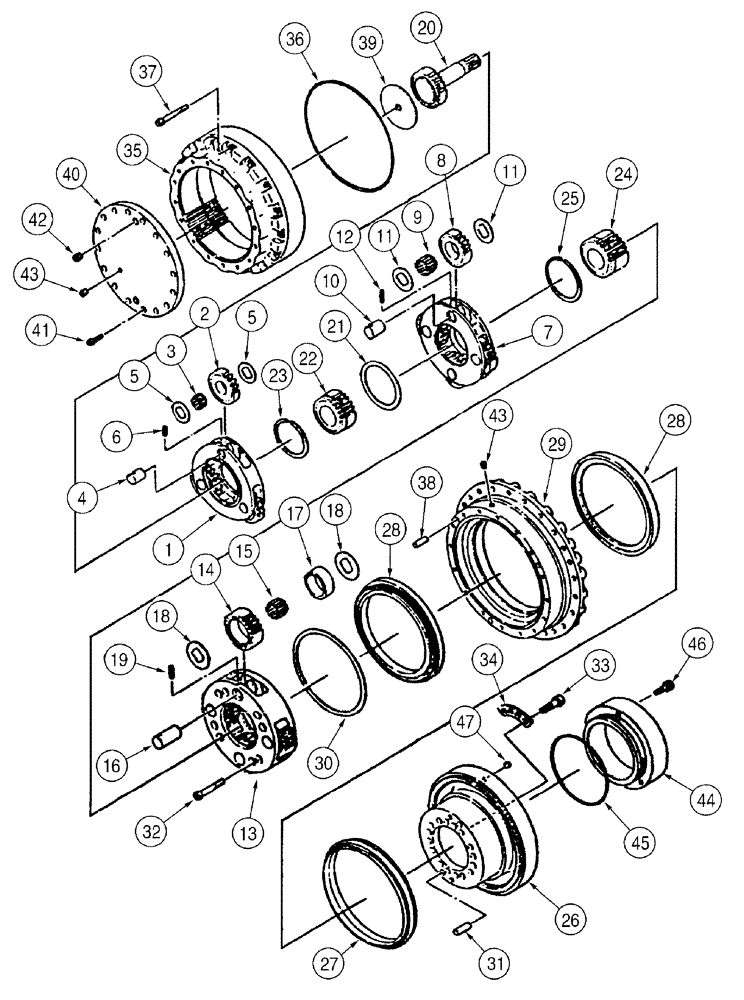 Схема запчастей Case 9050B - (6-004) - FINAL DRIVE TRANSMISSION ASSEMBLY, MODELS WITHOUT TIMBER KING (06) - POWER TRAIN