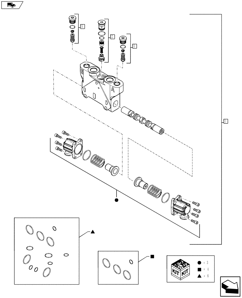 Схема запчастей Case 580SN WT - (35.726.56[07]) - BACKHOE CONTROL VALVE - BUCKET SECTION (35) - HYDRAULIC SYSTEMS