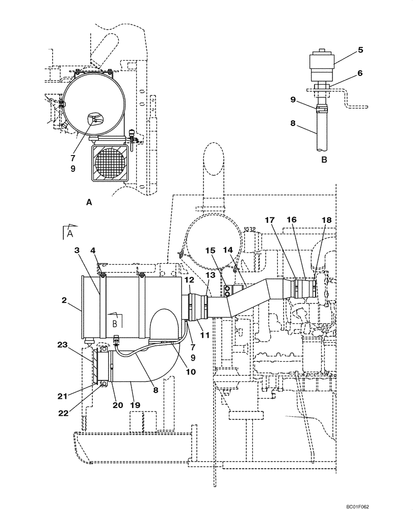 Схема запчастей Case CX800 - (02-02) - AIR CLEANER (02) - ENGINE