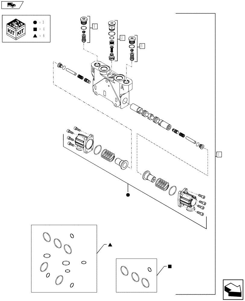 Схема запчастей Case 580SN WT - (35.726.56[06]) - BACKHOE CONTROL VALVE - DIPPER SECTION (35) - HYDRAULIC SYSTEMS