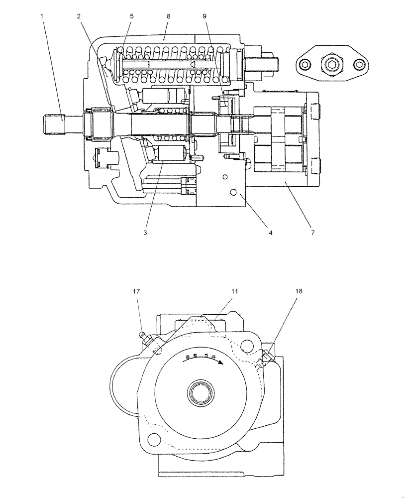 Схема запчастей Case CX36B - (HC400-01[1]) - HYDRAULIC PUMP - COMPONENTS (35) - HYDRAULIC SYSTEMS