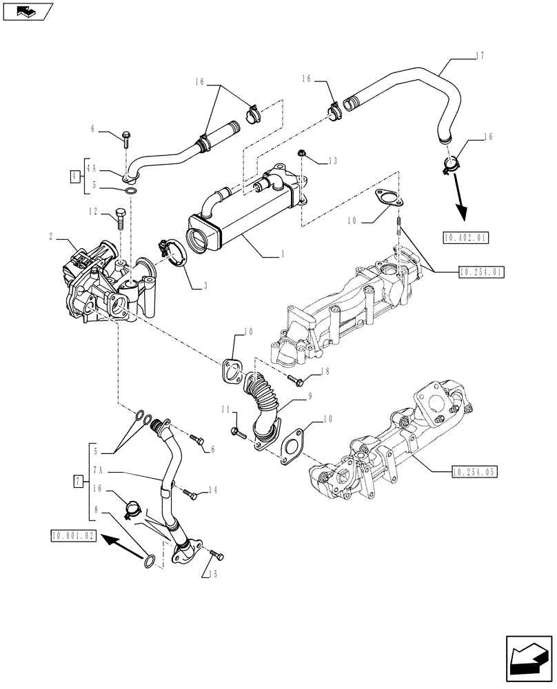 Схема запчастей Case F5HFL413B A002 - (10.254.06) - EXHAUST MANIFOLD (5801504641) (10) - ENGINE