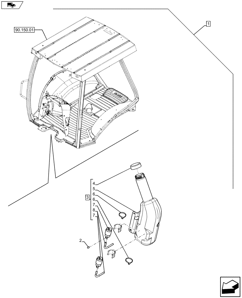 Схема запчастей Case 580SN WT - (88.090.08[04]) - DIA KIT, CANOPY CONVERSION NARROW -DLX (88) - ACCESSORIES