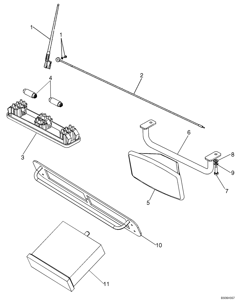 Схема запчастей Case 1150K - (09-31) - CAB - MIRROR, DOME LAMP, ANTENNA AND RADIO MOUNT (09) - CHASSIS/ATTACHMENTS