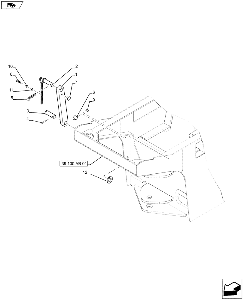 Схема запчастей Case SV211 - (39.100.AN[02]) - ARTICULATION JOINT LOCK (39) - FRAMES AND BALLASTING