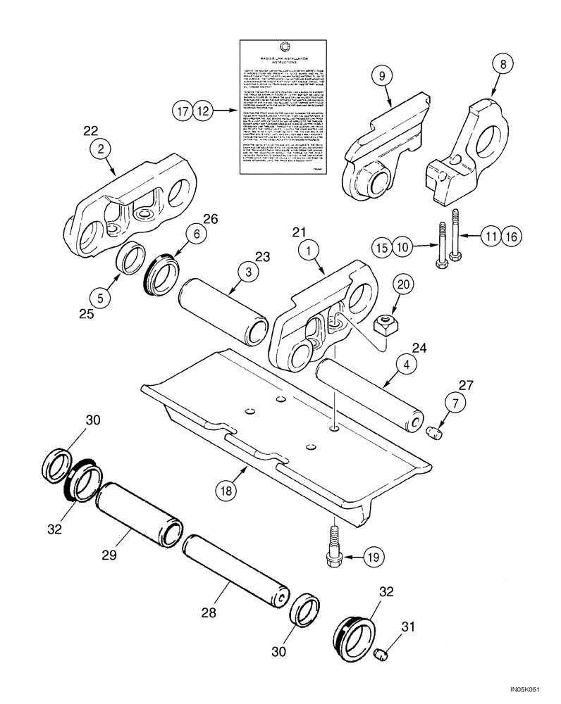 Схема запчастей Case 1150H_IND - (05-10) - TRACK CHAIN, CASE LUBRICATED (11) - TRACKS/STEERING