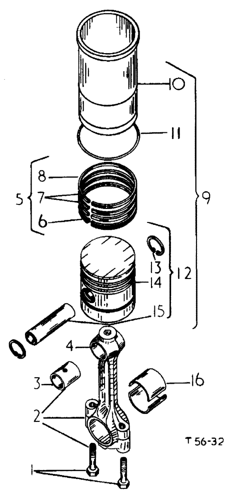 Схема запчастей Case 500 - (12-114) - CONNECTING RODS AND PISTON PETROL ENGINE No Description