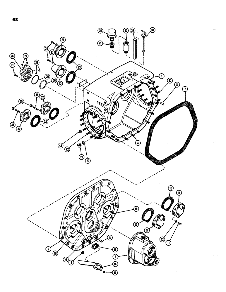 Схема запчастей Case 850 - (068) - TRANSMISSION HOUSING AND COVERS (03) - TRANSMISSION