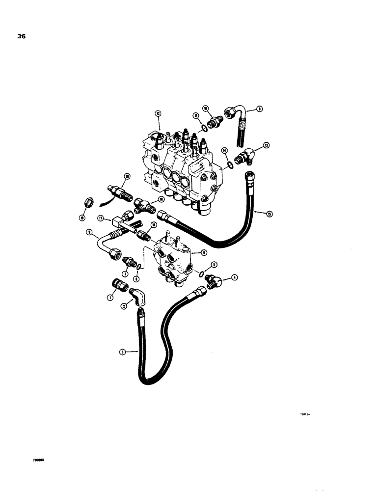 Схема запчастей Case 35 - (036) - BACKHOE INTERMEDIATE HYDS, COMMERCIAL - CROSS VALVES USED ON MDLS W/ BACKHOE SN BEF 5219901 