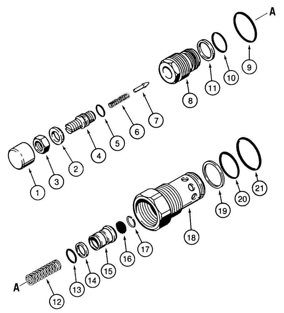 Схема запчастей Case 850E - (8-106) - MAIN RELIEF VALVE (08) - HYDRAULICS