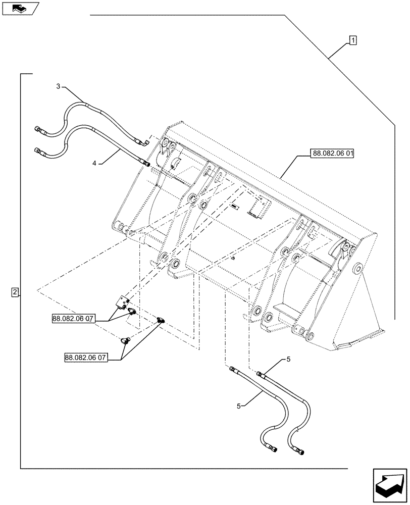 Схема запчастей Case 590SN - (88.082.06[03]) - DIA KIT, LOADER BUCKET 4-IN-1 (93 IN) (88) - ACCESSORIES