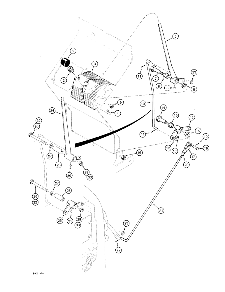 Схема запчастей Case 580SK - (6-36) - FRONT DRIVE AXLE CONTROL, WITH SHIFT LEVER WELDED TO BELLCRANK (06) - POWER TRAIN