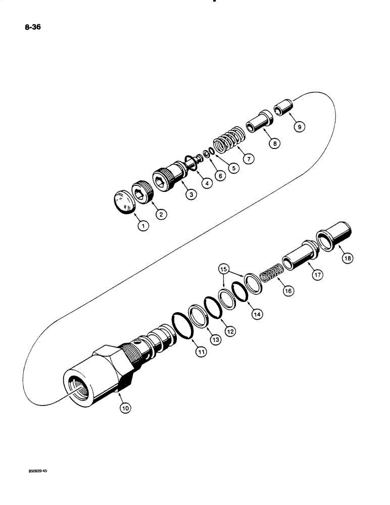 Схема запчастей Case W18B - (8-36) - VALVE COMPONENTS (08) - HYDRAULICS