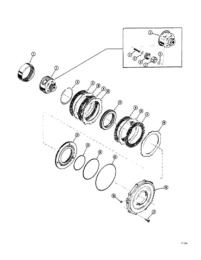 Схема запчастей Case 800 - (114) - TRANSMISSION, FORWARD CLUTCH AND PLANETARY (03) - TRANSMISSION