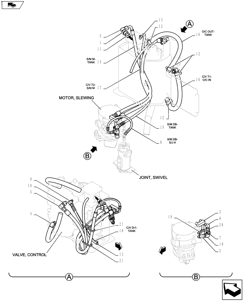 Схема запчастей Case CX27B ASN - (35.322.08) - HYD LINES, RETURN (35) - HYDRAULIC SYSTEMS