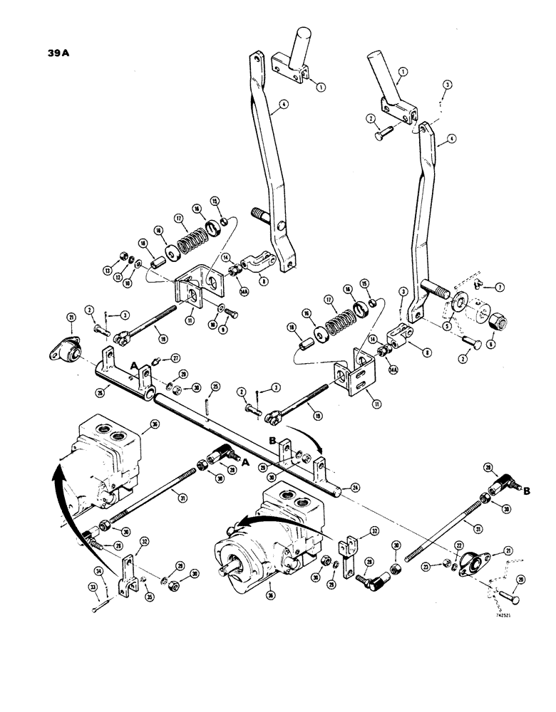 Схема запчастей Case 1816 - (39A) - CONTROLS, FORWARD AND REVERSE, USED TRACTOR SERIAL NO. 9821352 THRU 9826659 (90) - PLATFORM, CAB, BODYWORK AND DECALS