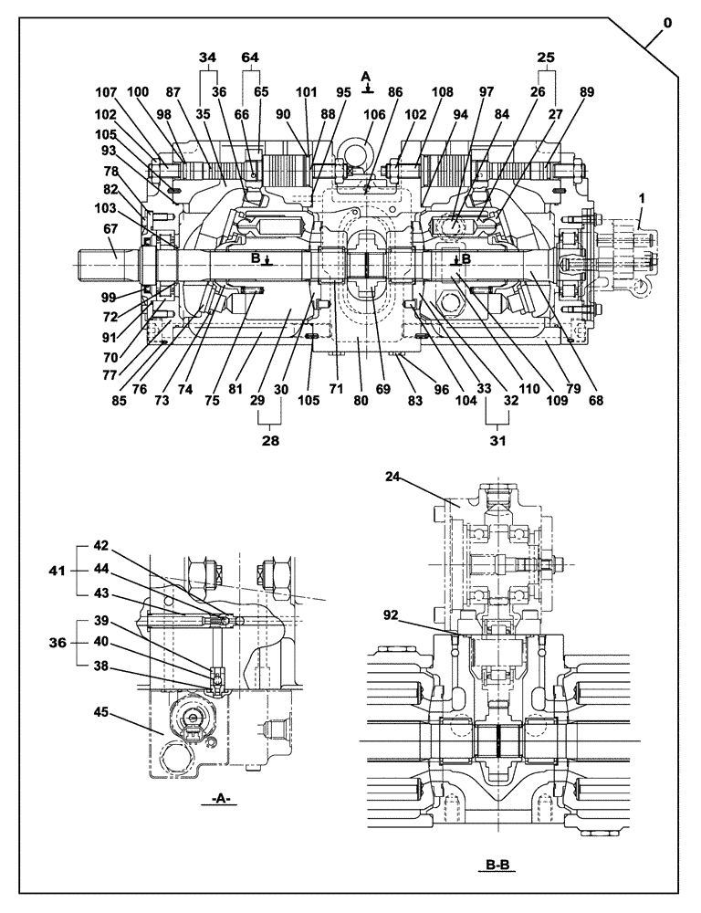 Схема запчастей Case CX350B - (08-91) - HIGH PRESSURE PUMP (WITH AUXILIARY HYDRAULICS) (08) - HYDRAULICS