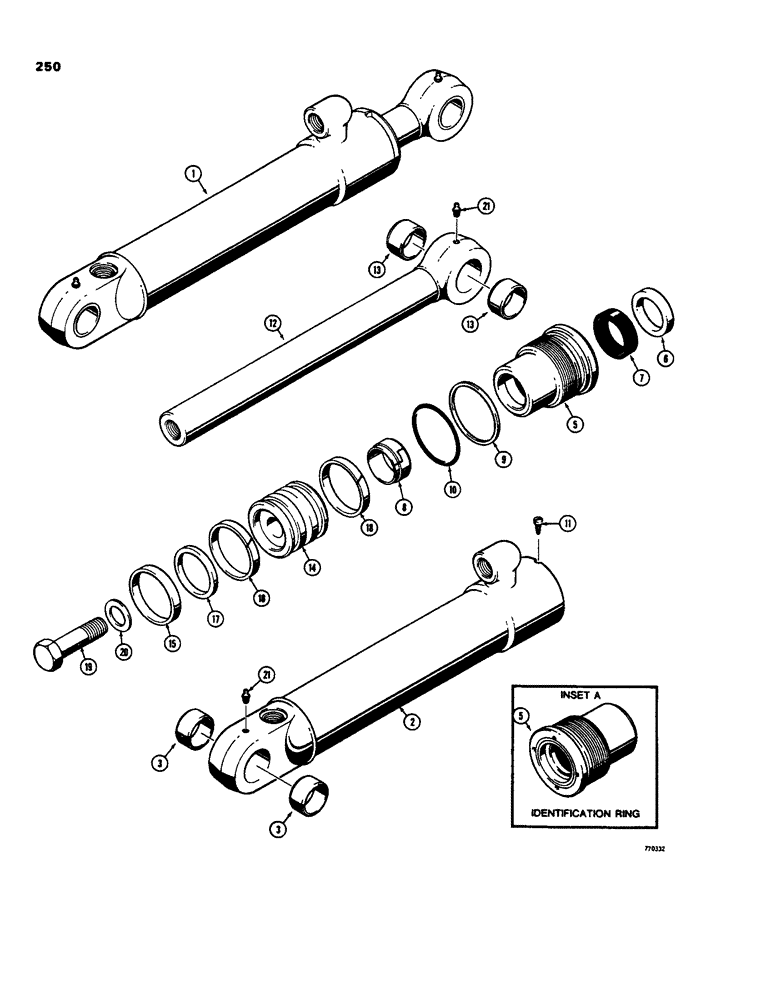 Схема запчастей Case 35 - (250) - G101251 LOADER GRAPPLE CYLINDER, WITH ONE PIECE PISTON 