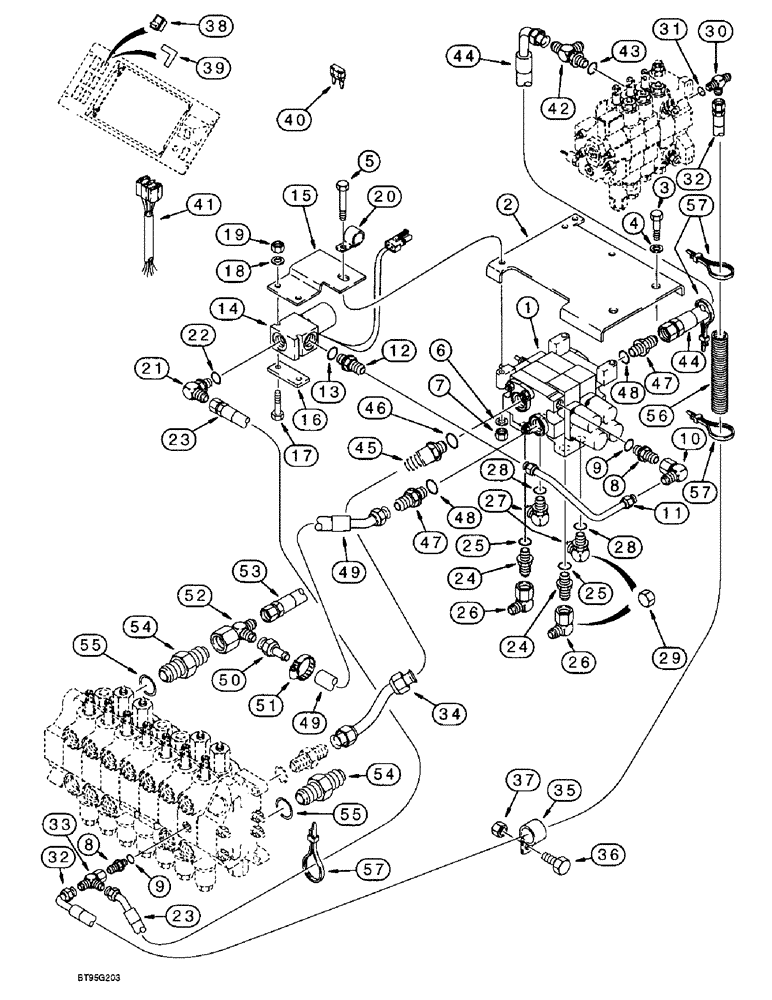 Схема запчастей Case 580SL - (8-054) - BASIC AUXILIARY HYDRAULICS, MODELS WITH OR W/O EXTENDABLE DIPPER, TRACTOR P.I.N. JJG0193620 & AFTER (08) - HYDRAULICS