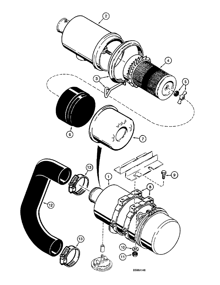 Схема запчастей Case 1825B - (2-04) - AIR CLEANER (02) - ENGINE