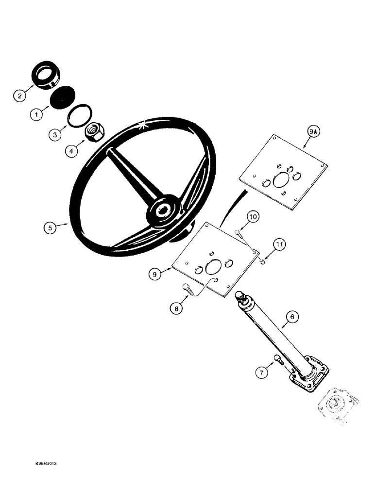 Схема запчастей Case 570LXT - (5-002) - STEERING WHEEL AND STEERING COLUMN (05) - STEERING