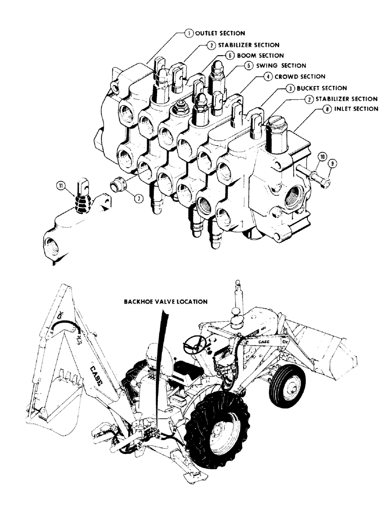 Схема запчастей Case 480CK - (64) - D33778 BACKHOE CONTROL VALVE (35) - HYDRAULIC SYSTEMS