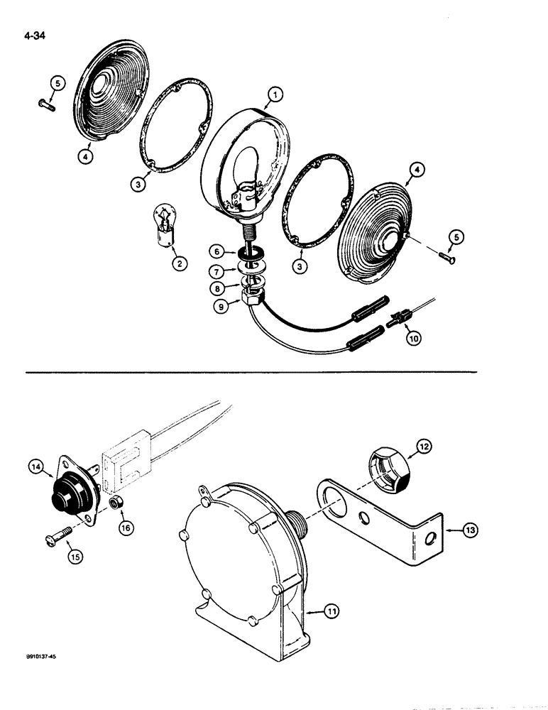 Схема запчастей Case 680L - (4-34) - TURN SIGNAL, FLASHER, AND HORN (04) - ELECTRICAL SYSTEMS