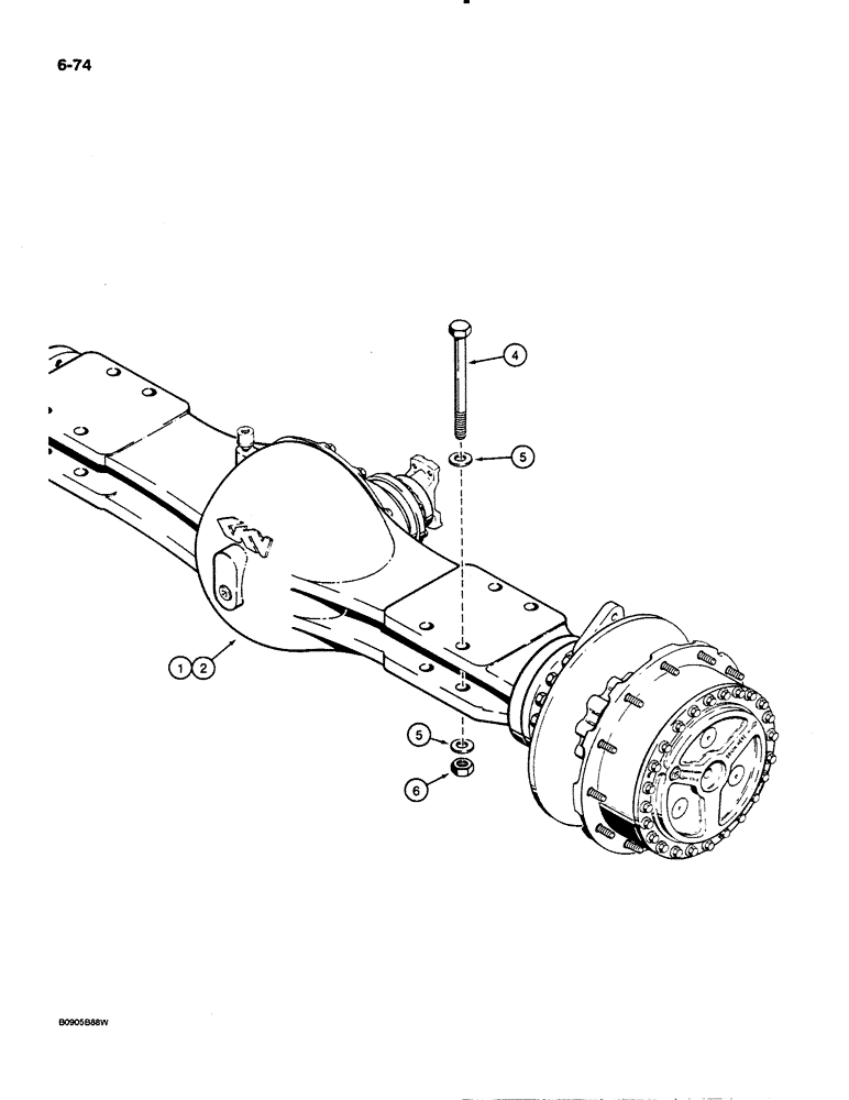 Схема запчастей Case 621 - (6-074) - AXLE ASSEMBLIES AND MOUNTING, PRIOR TO P.I.N. JAK0020901 (06) - POWER TRAIN