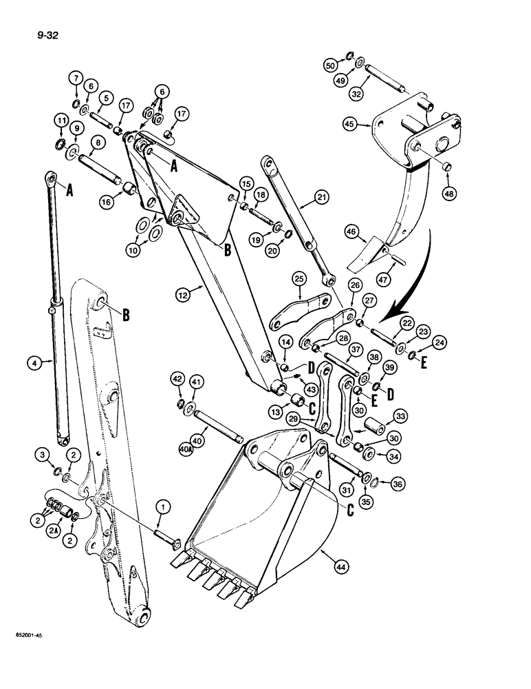 Схема запчастей Case 26D - (9-32) - DIPPER AND BUCKET, 14 FOOT BACKHOE MODELS 