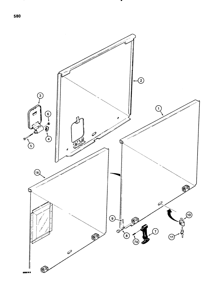 Схема запчастей Case 580E - (580) - ENGINE SIDE PANELS (09) - CHASSIS/ATTACHMENTS