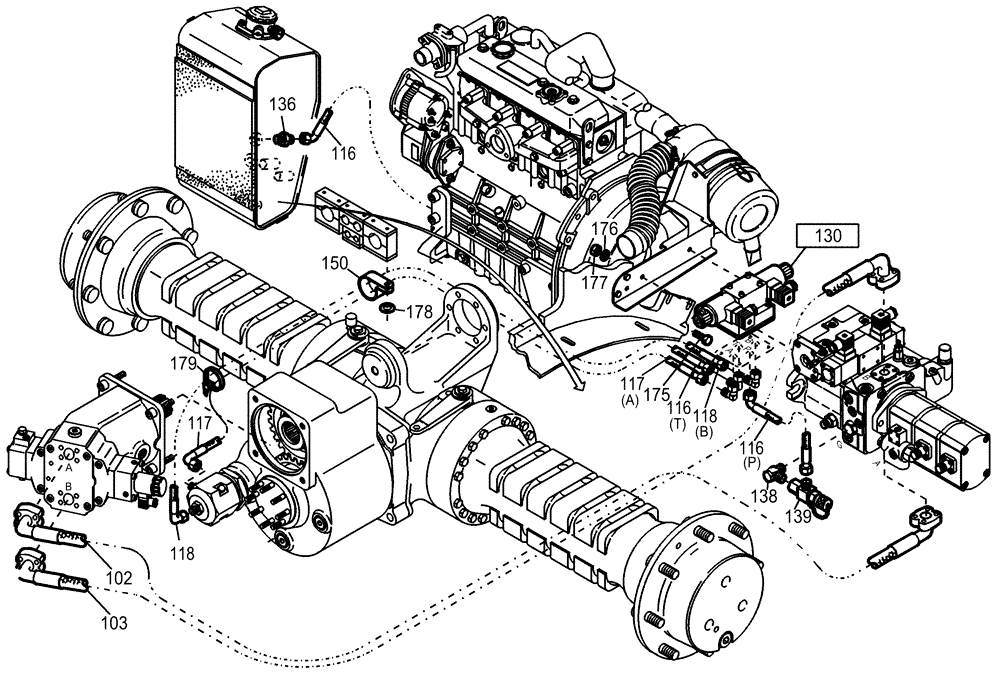 Схема запчастей Case 221D - (20.100[002]) - HYDRAULIC SYSTEM DRIVING FAST GEAR (OPTION) (S/N 581101-UP) (35) - HYDRAULIC SYSTEMS