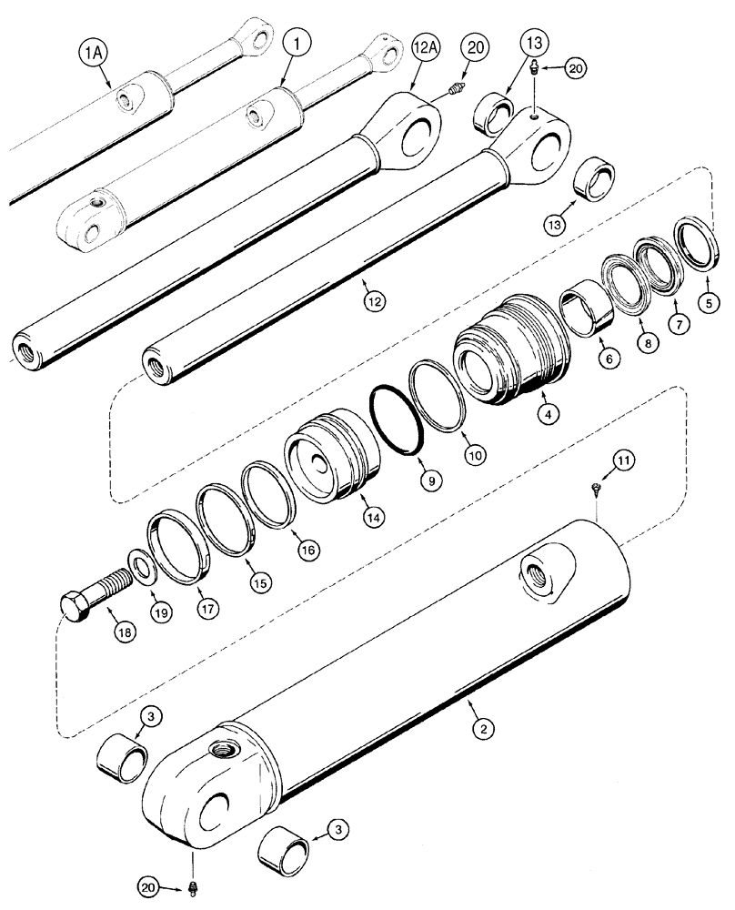 Схема запчастей Case 90XT - (08-71) - CYLINDER ASSEMBLY BACKHOE DIPPER NORTH AMERICA, D125 BACKHOE (08) - HYDRAULICS