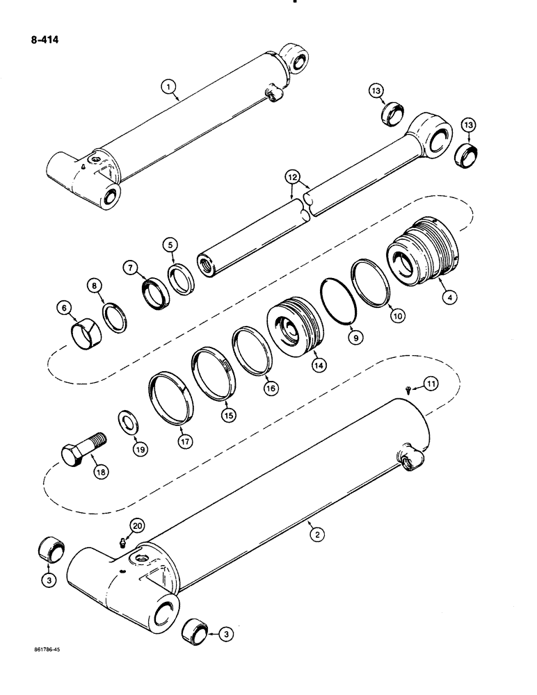 Схема запчастей Case 580K - (08-414) - BACKHOE STABILIZER CYLINDERS (08) - HYDRAULICS