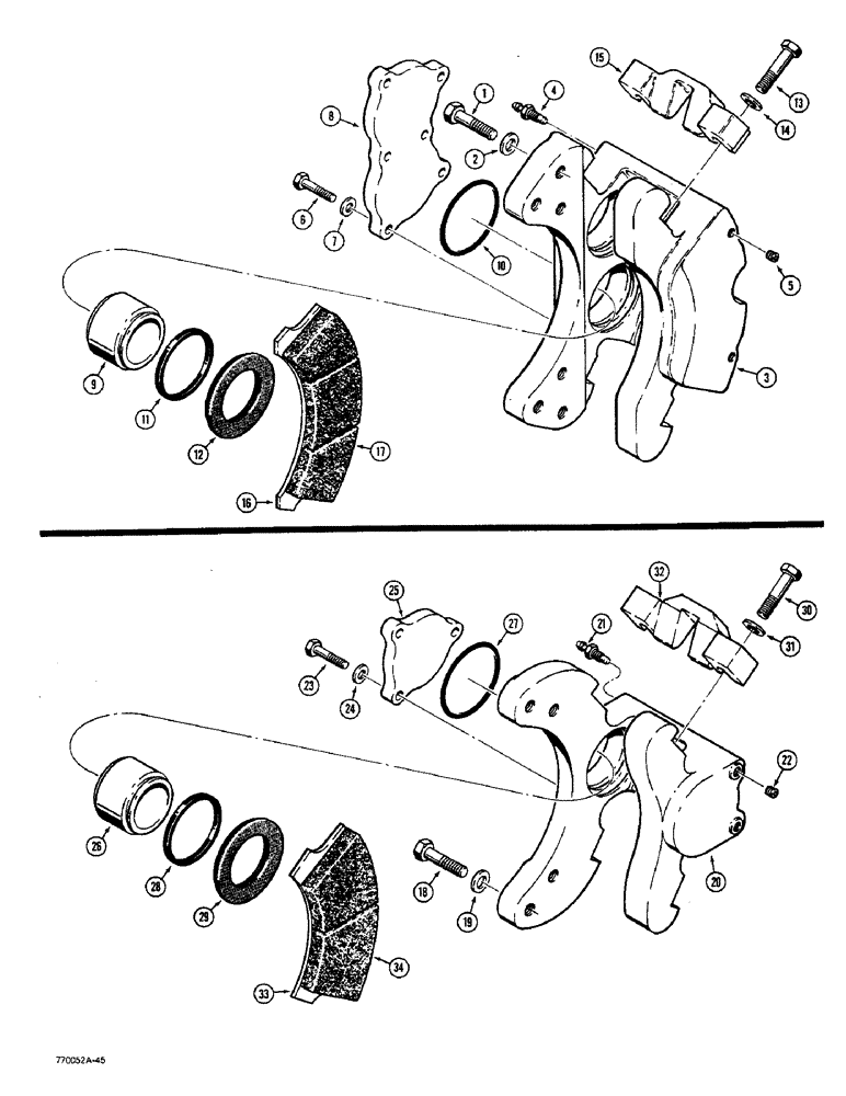 Схема запчастей Case W36 - (7-310) - DISC BRAKE CALIPERS, ROCKWELL AXLES (07) - BRAKES