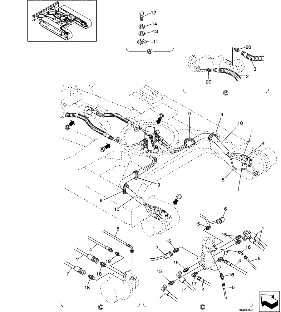 Схема запчастей Case CX25 - (08-15[00]) - HYDRAULIC LINES - LOWER (08) - HYDRAULICS