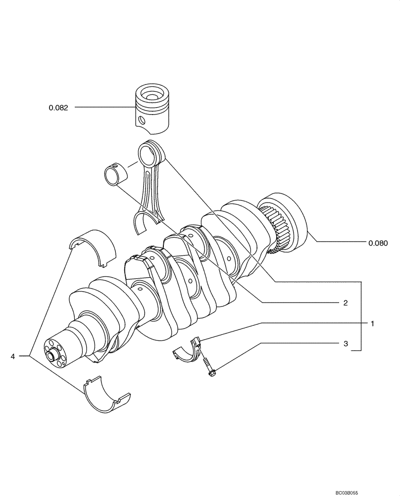 Схема запчастей Case 521D - (0.081[01]) - PISTONS - CONNECTING ROD (02) - ENGINE