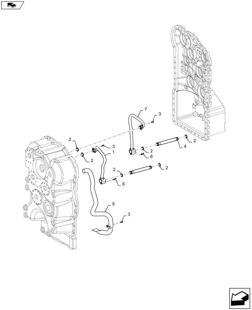 Схема запчастей Case 721F - (21.504.AK[02]) - TRANSMISSION, HOUSING ASSEMBLY TUBES (21) - TRANSMISSION