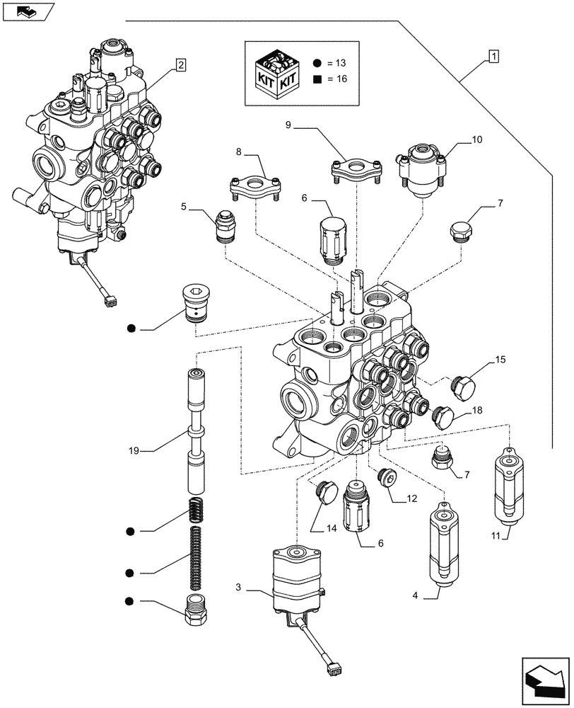 Схема запчастей Case 590SN - (88.035.22[02]) - DIA KIT, MECH CONTROLS, 3 SPOOLS, STANDARD TRANSMISSION (88) - ACCESSORIES