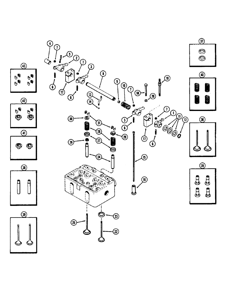 Схема запчастей Case W7 - (050) - VALVES AND VALVE MECHANISM, (284) SPARK IGNITION ENGINE W/ FORGED ROCKER ARMS (02) - ENGINE