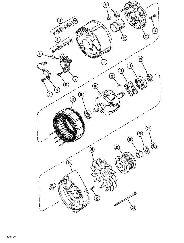 Схема запчастей Case 650G - (4-05A) - ALTERNATOR - A187623 - 95 AMPERE (MODELS WITH CAB) (04) - ELECTRICAL SYSTEMS